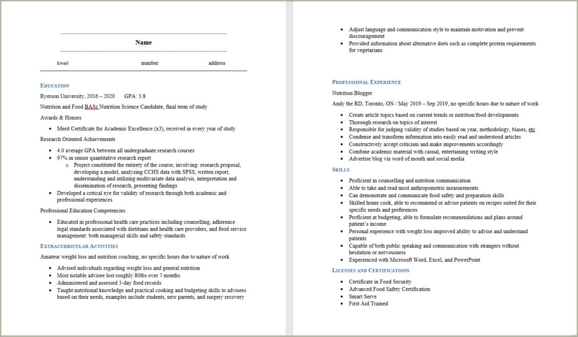 Example Of A No Work Experience Resume