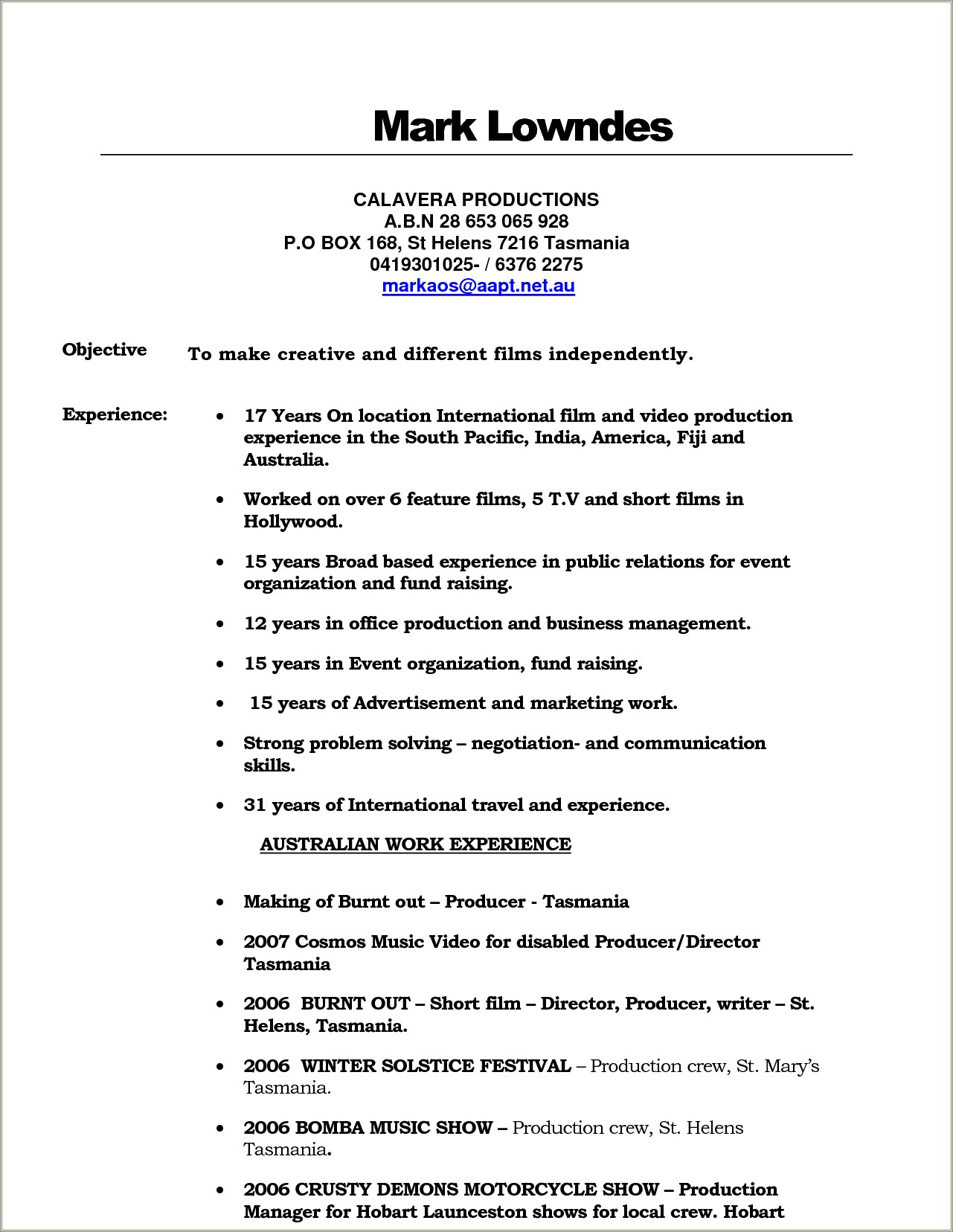 Example Of A Production Assistant Resume