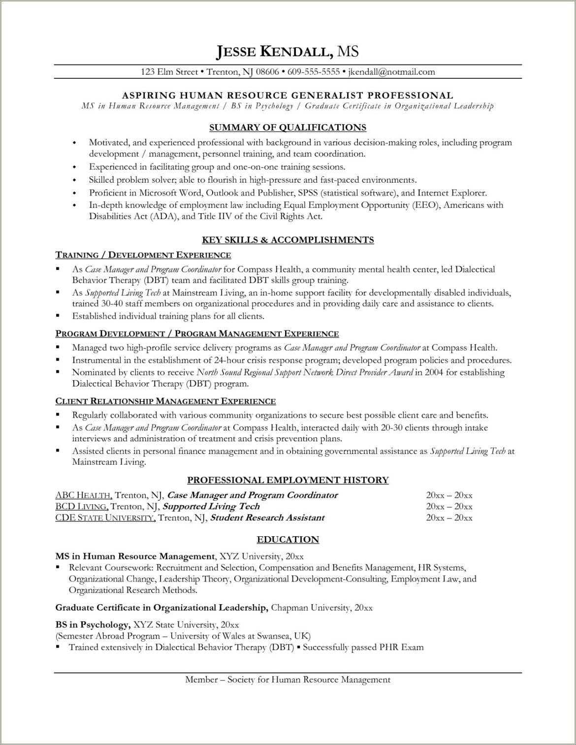 Example Of A Professional Functional Resume