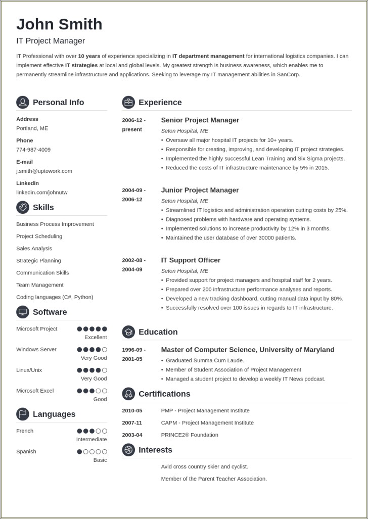 Example Of A Real Resume Download