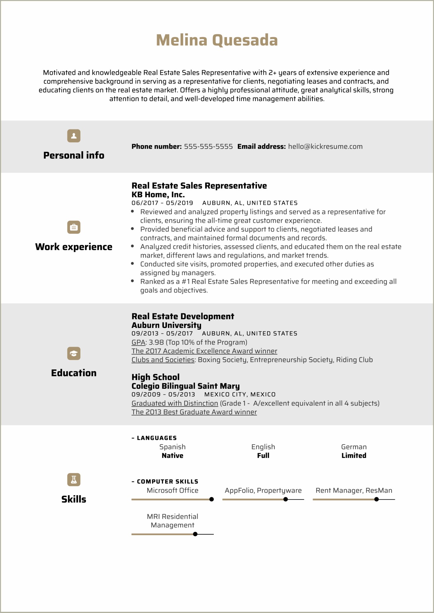 Example Of A Resume For A Sales Representative