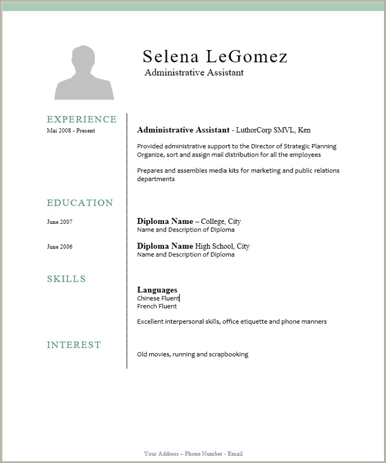 Example Of A Resume For Administrative Assistant