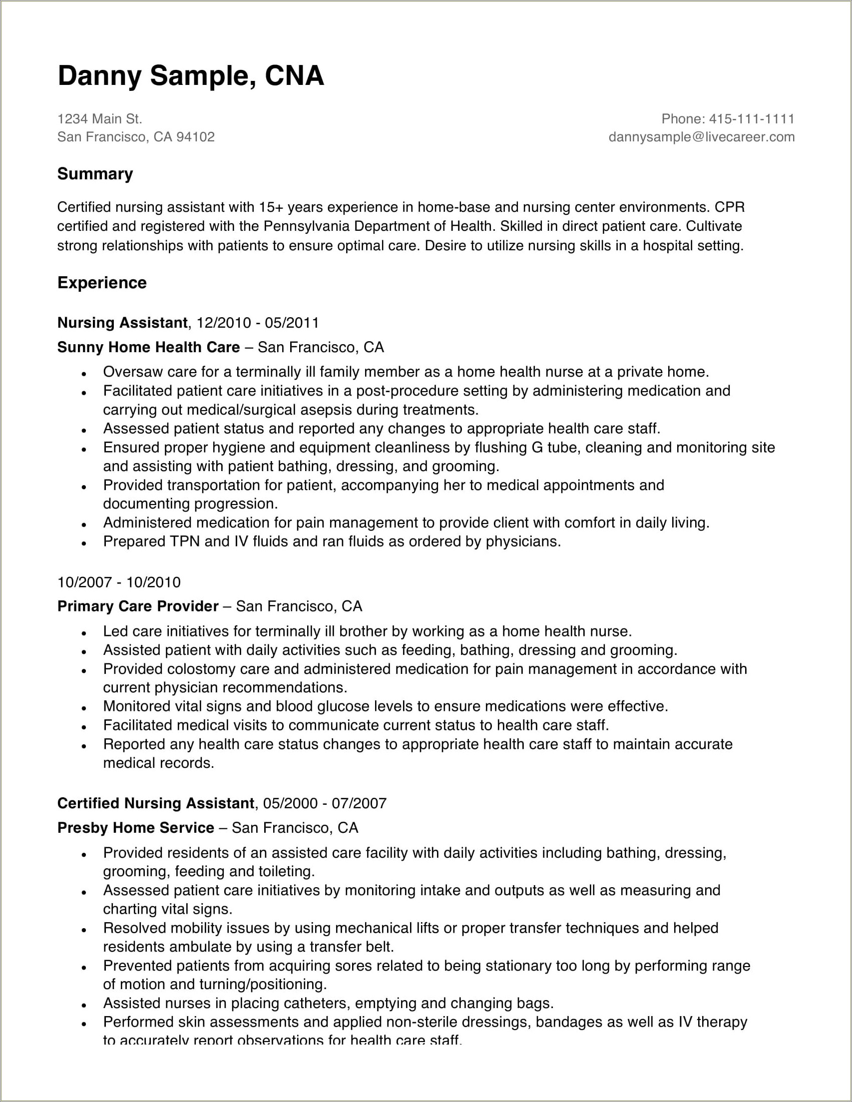 Example Of A Resume In Paragraph Form