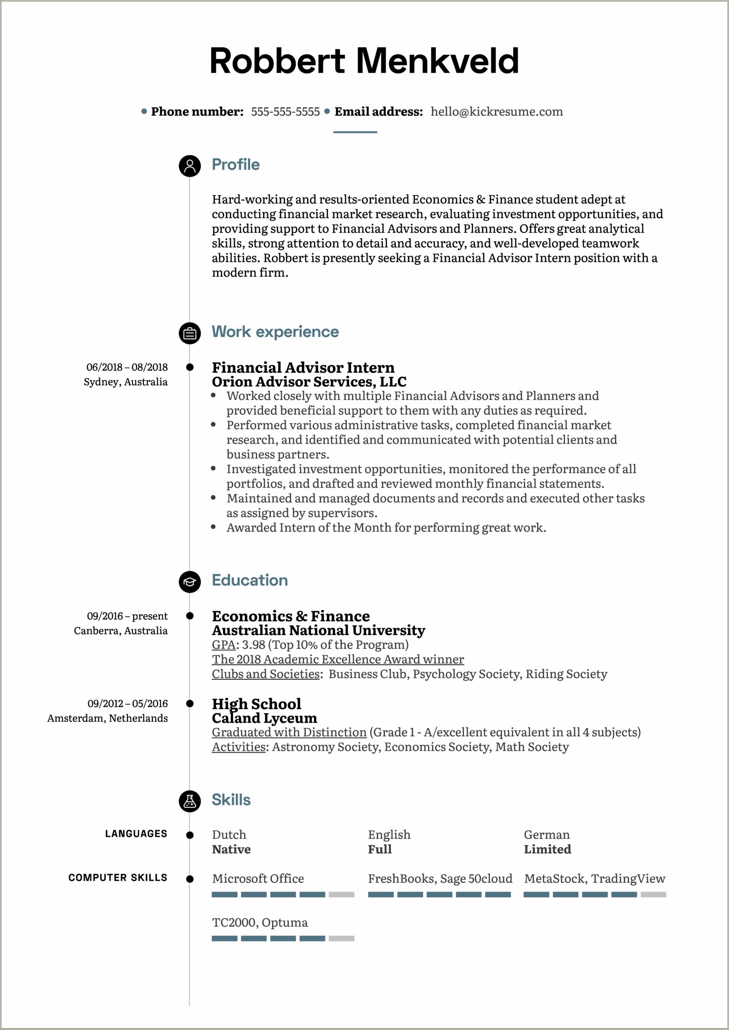 Example Of A Resume Objective For Internship