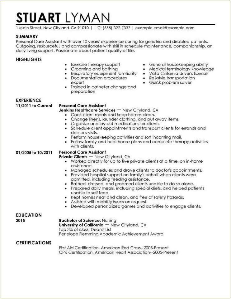 Example Of A Resume Summary With No Experience