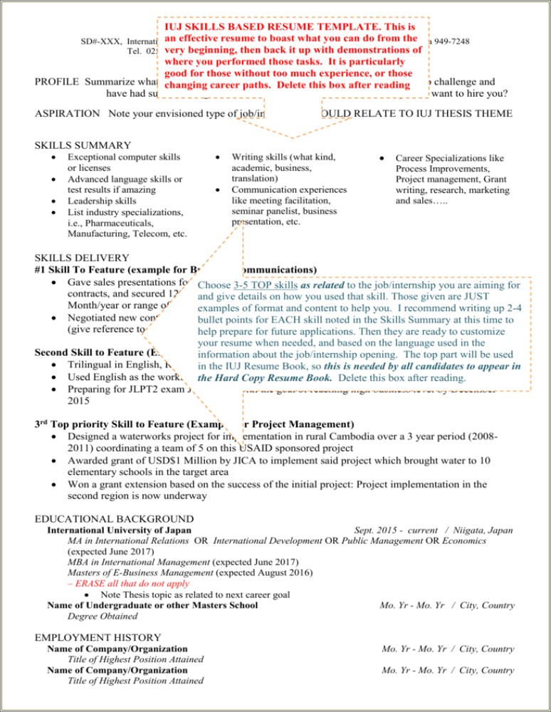 Example Of A Skills Based Resume Sales