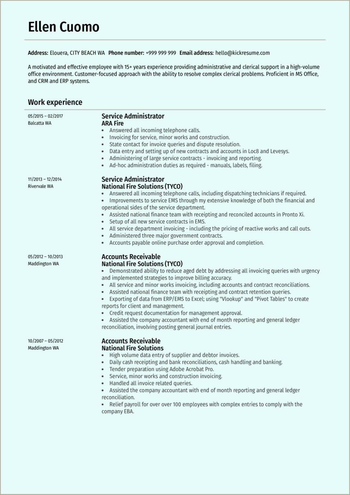 Example Of Administrative Customer Service Resume