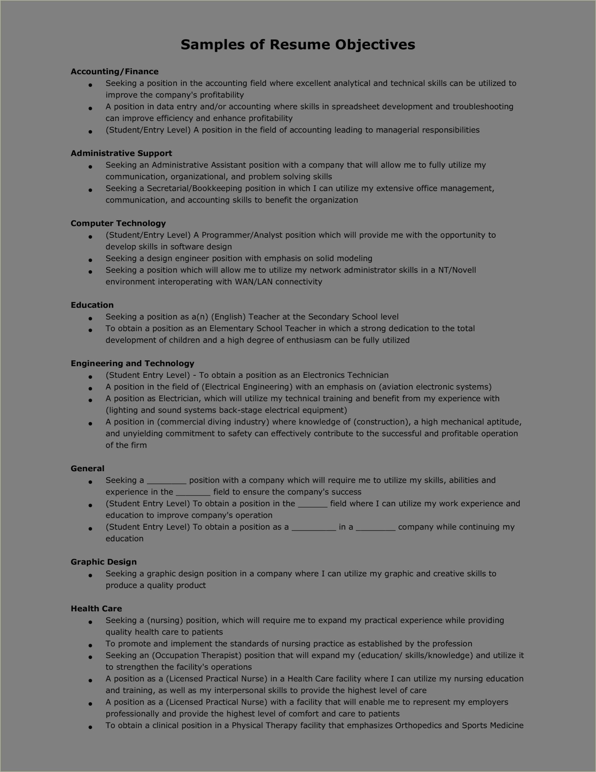 Example Of An Entry Level Networking Specialist Resume