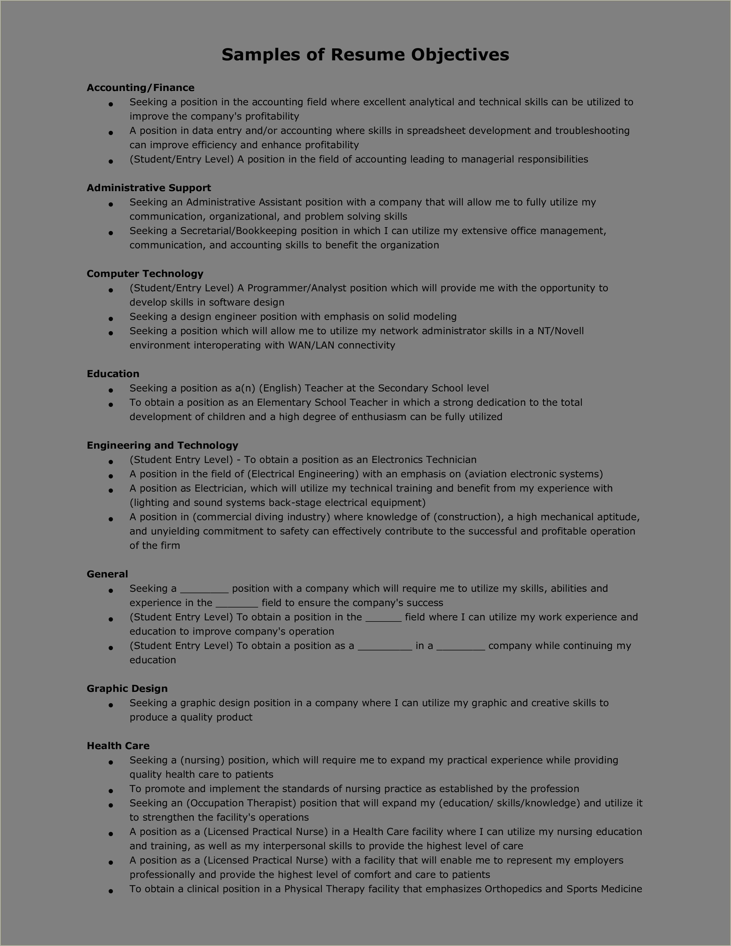 Example Of An Entry Level Networking Specialist Resume