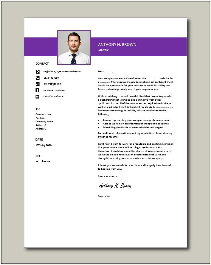 Example Of An Introduction Letter For A Resume