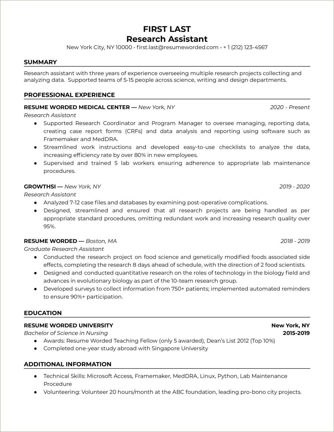 Example Of Bachelors Of Science On Resume