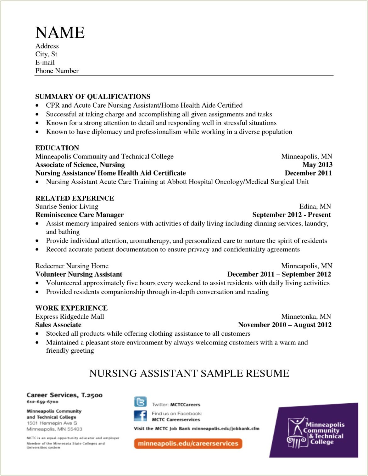 Example Of Cna Resume Documenting Adls