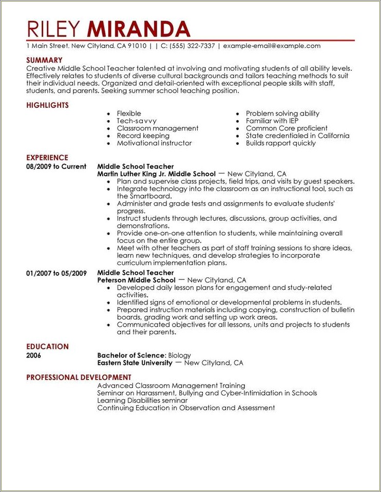 Example Of Continuing Education On Resume