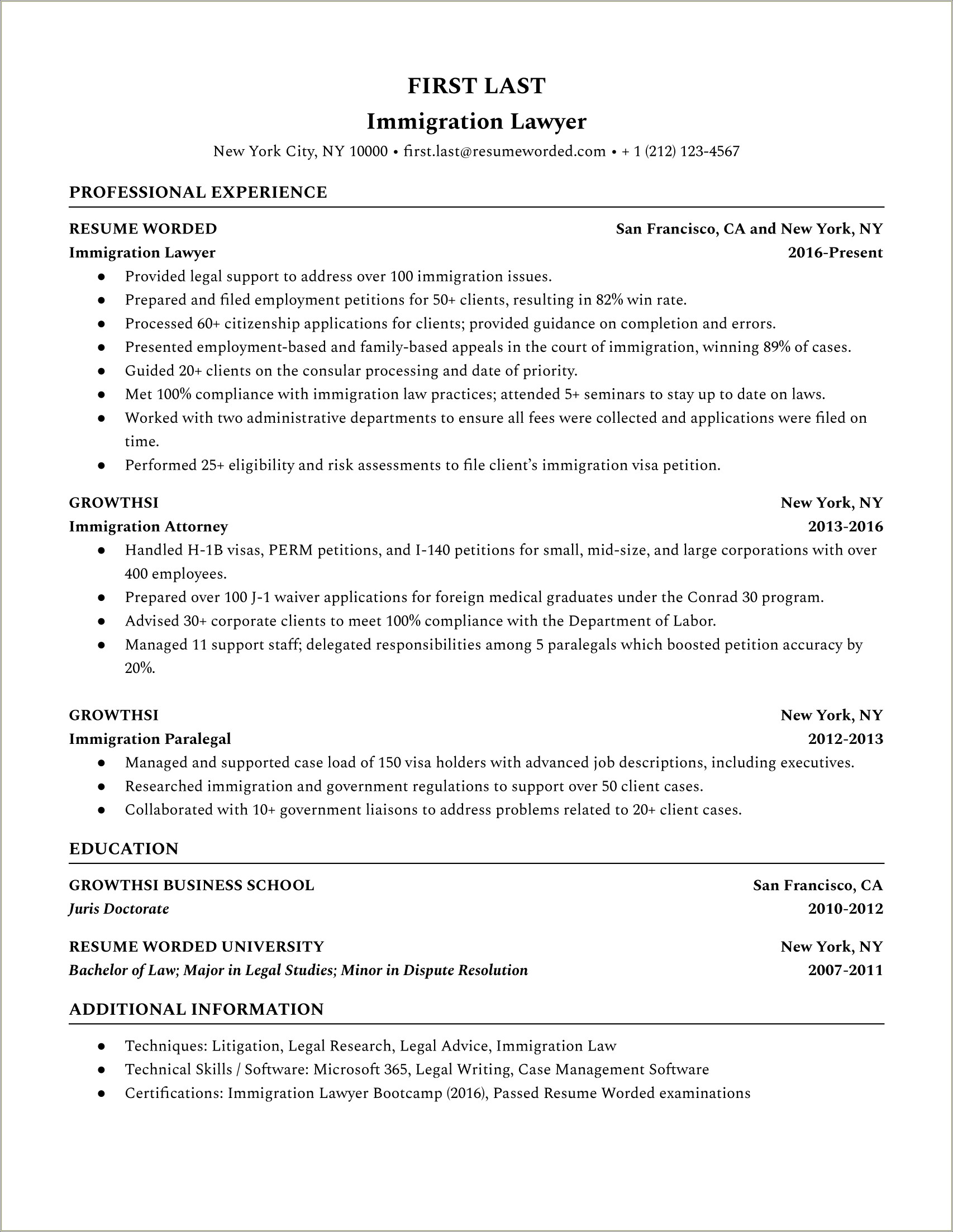 Example Of Course On Law School Resume