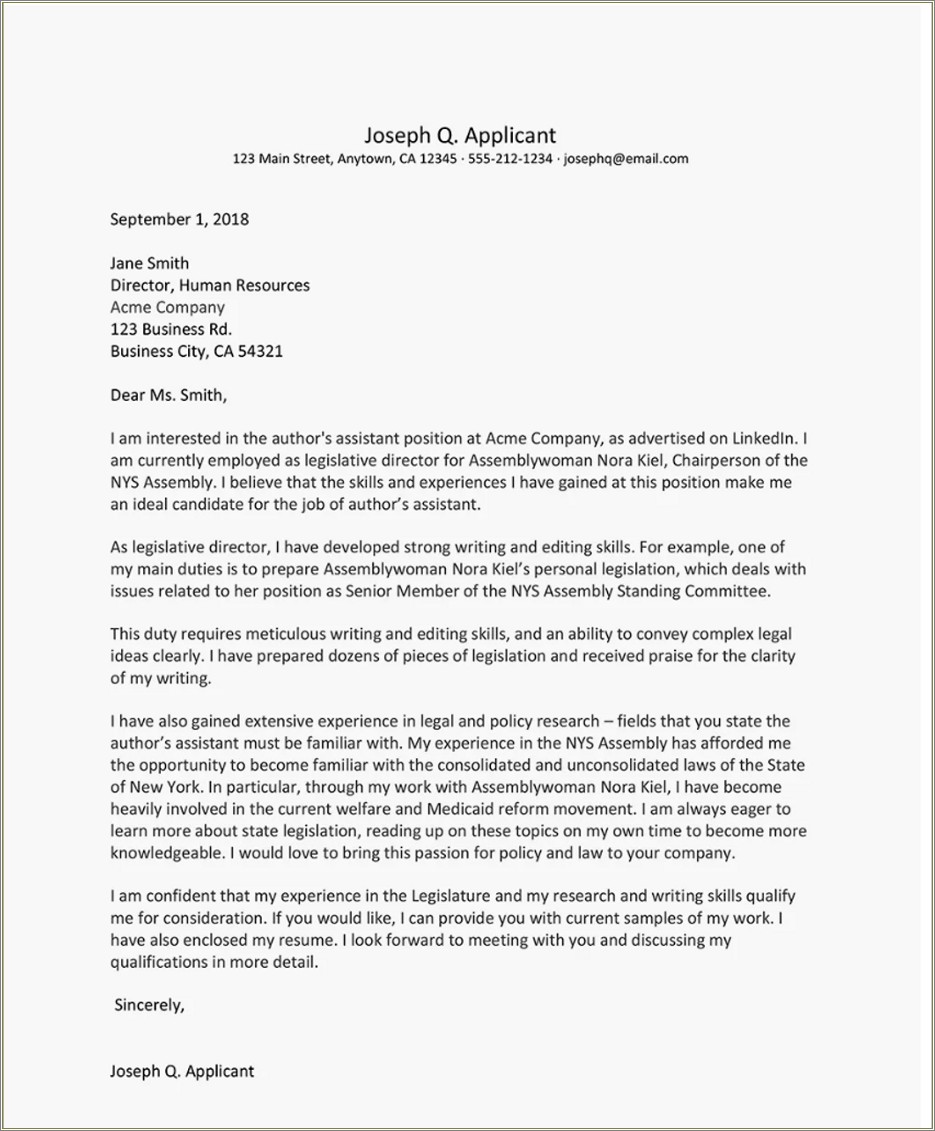 Example Of Cover Letter And Resume For Undergraduate