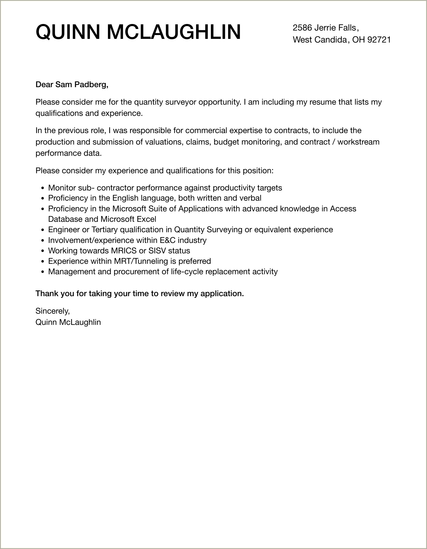 Example Of Cover Letter For Resume Malaysia