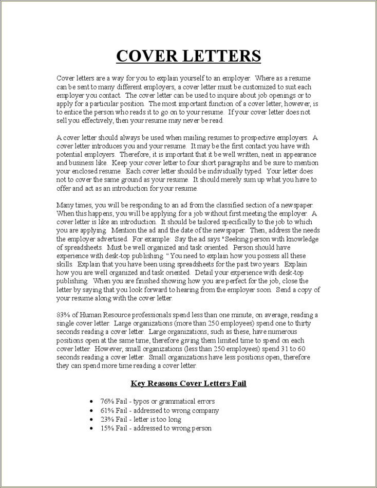 Example Of Cover Letter To Go With Resume