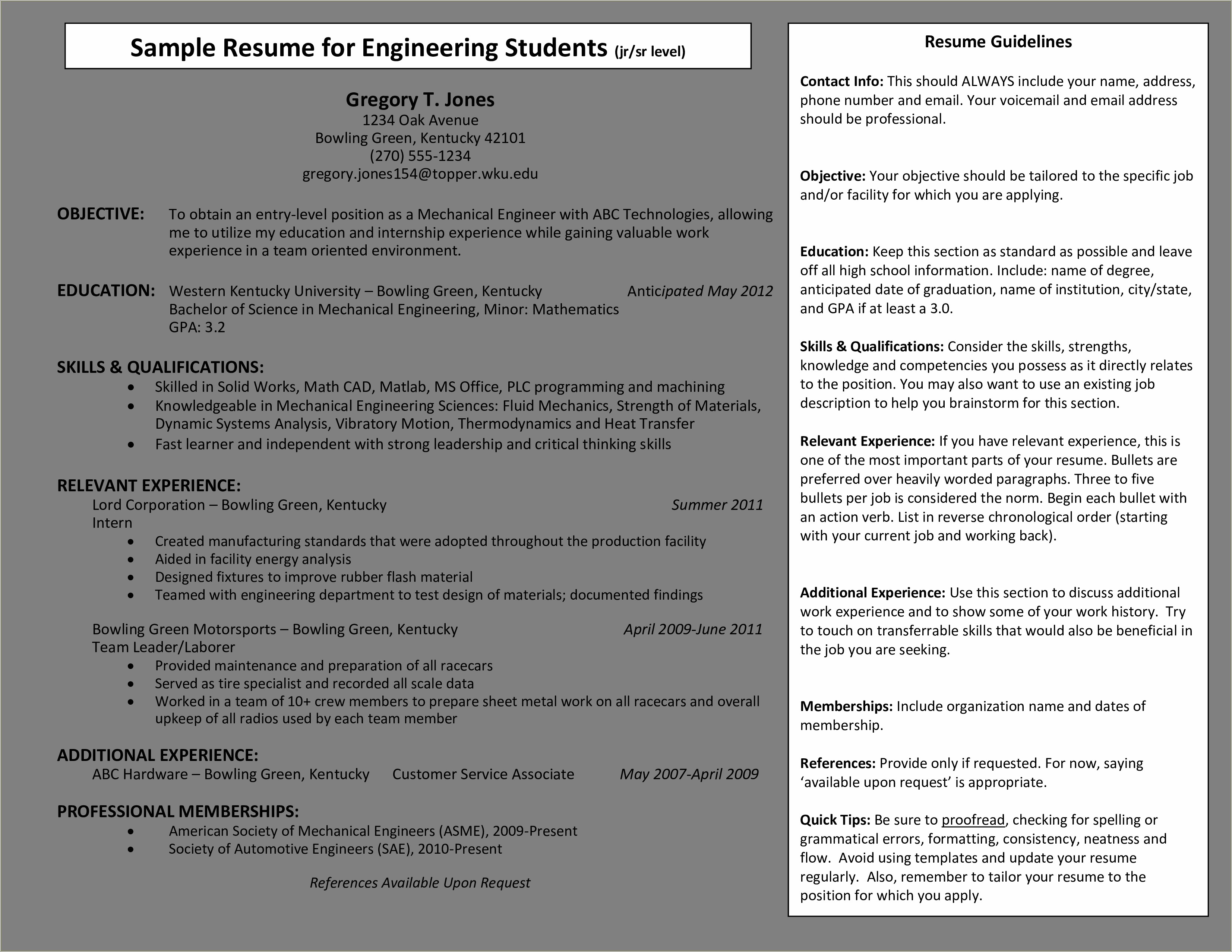 Example Of Current College Student Resume