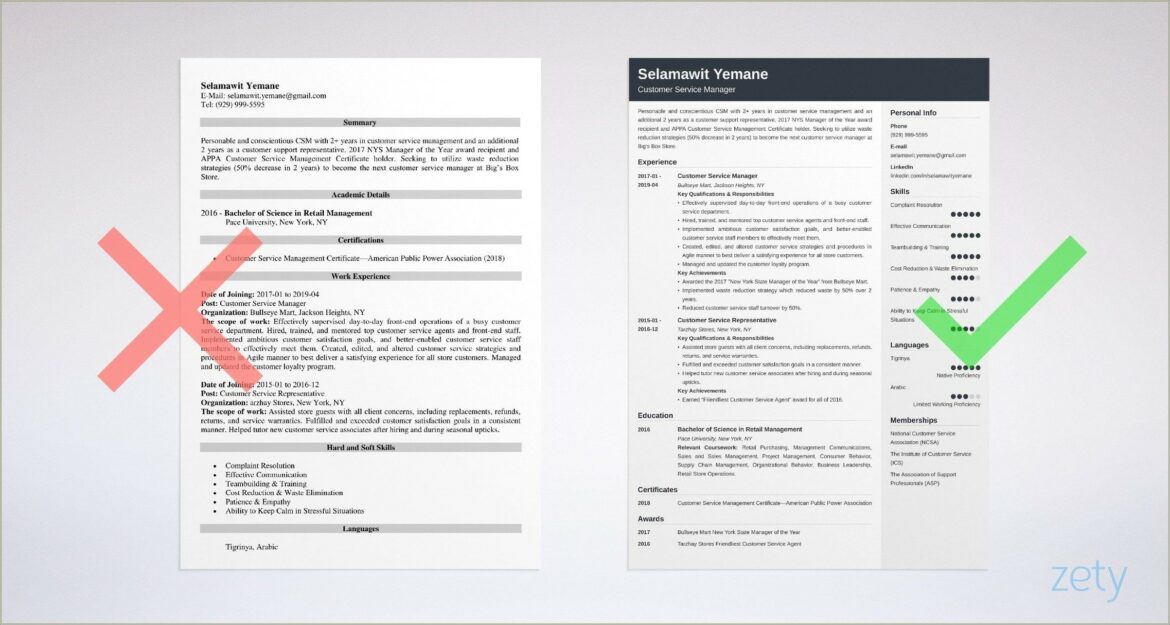 Example Of Customer Service Manager Resume