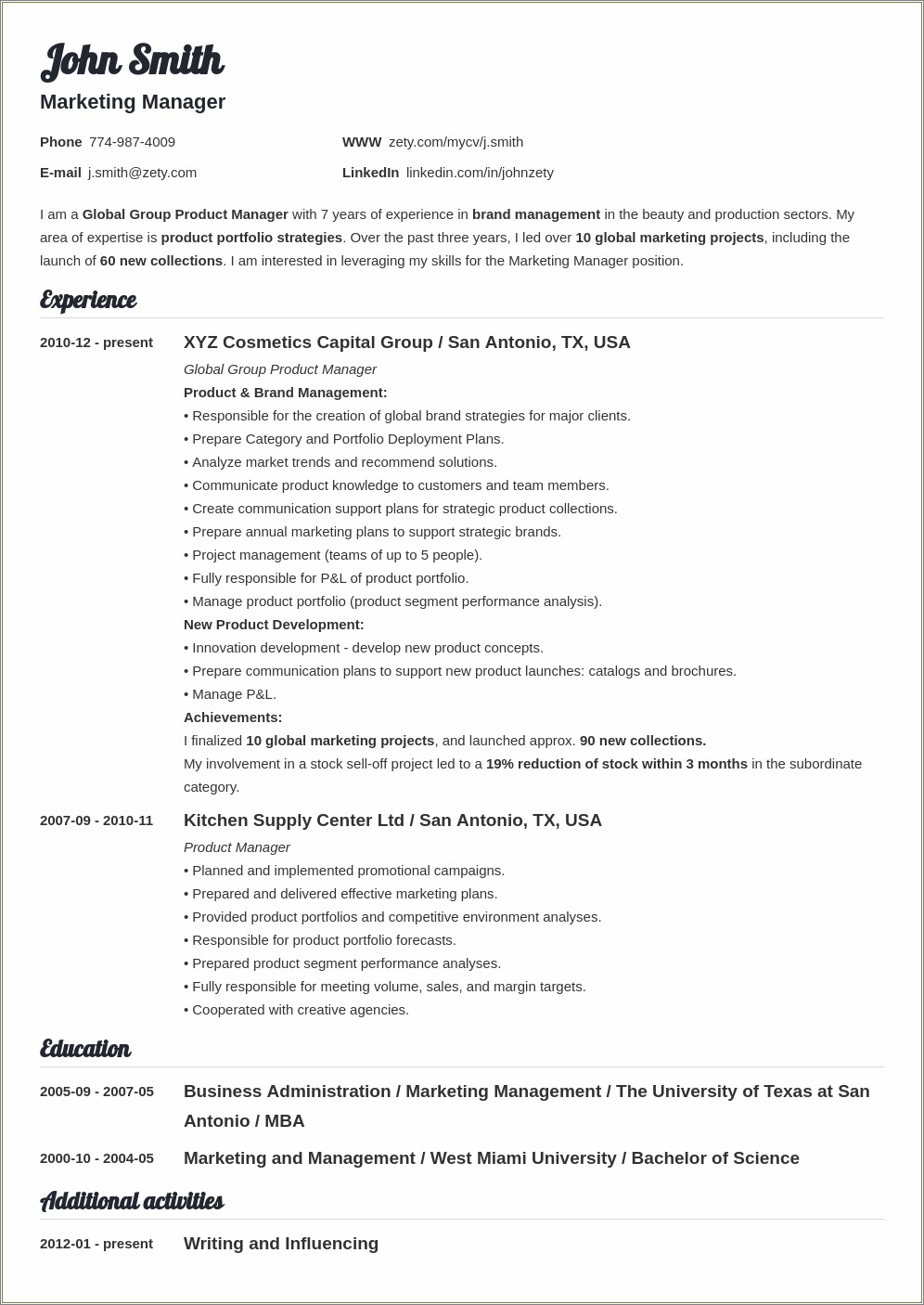 Example Of Education Section On Resume