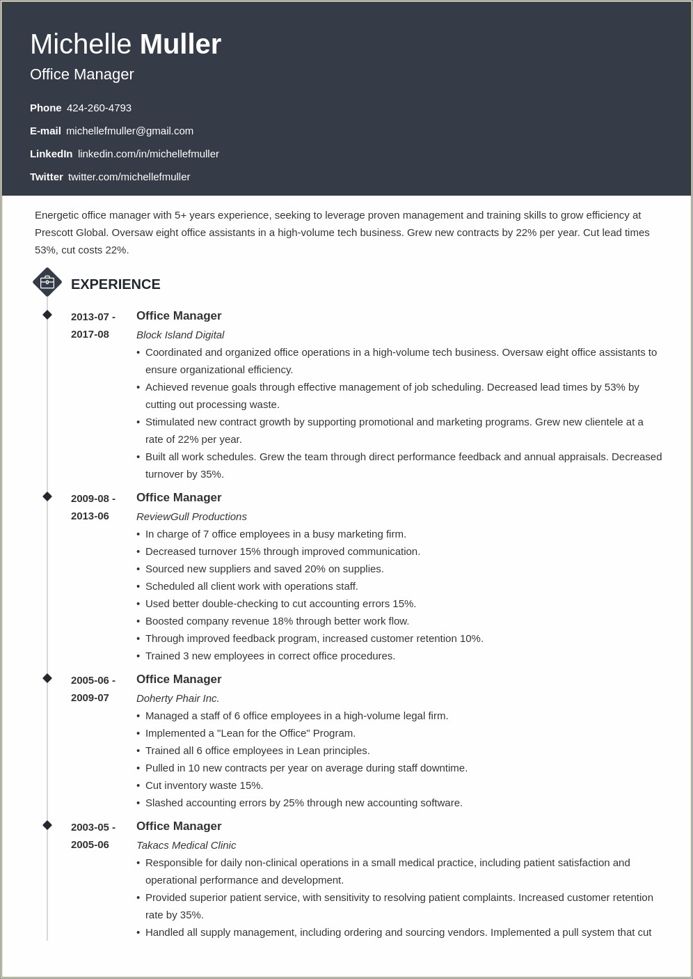 Example Of Footer On Two Page Resume