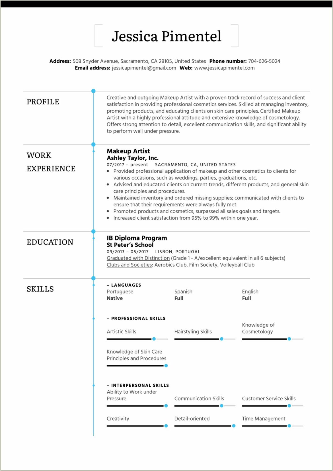 Example Of Freelance Makeup Artist Resume