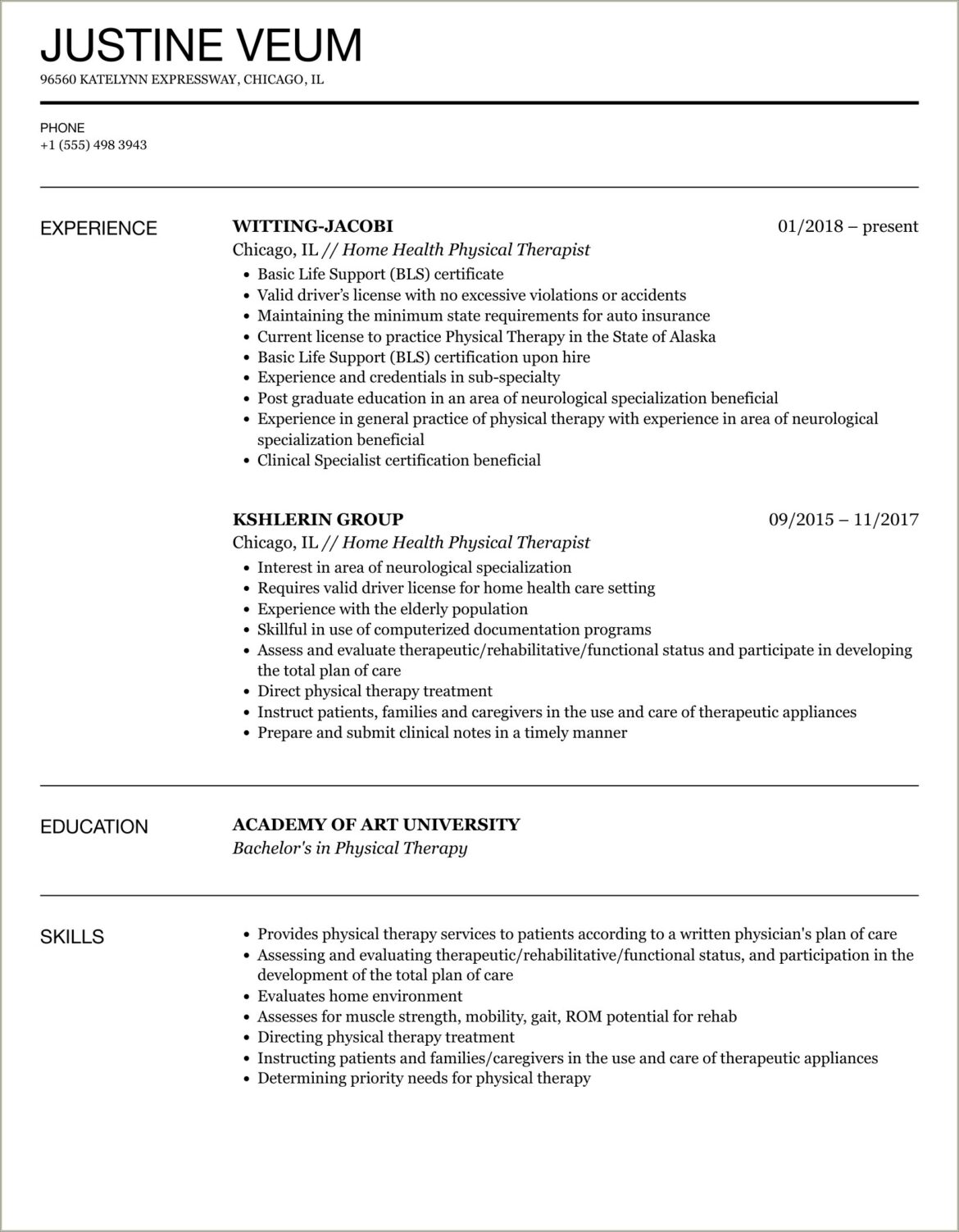 Example Of Functions Resume Physical Therapist