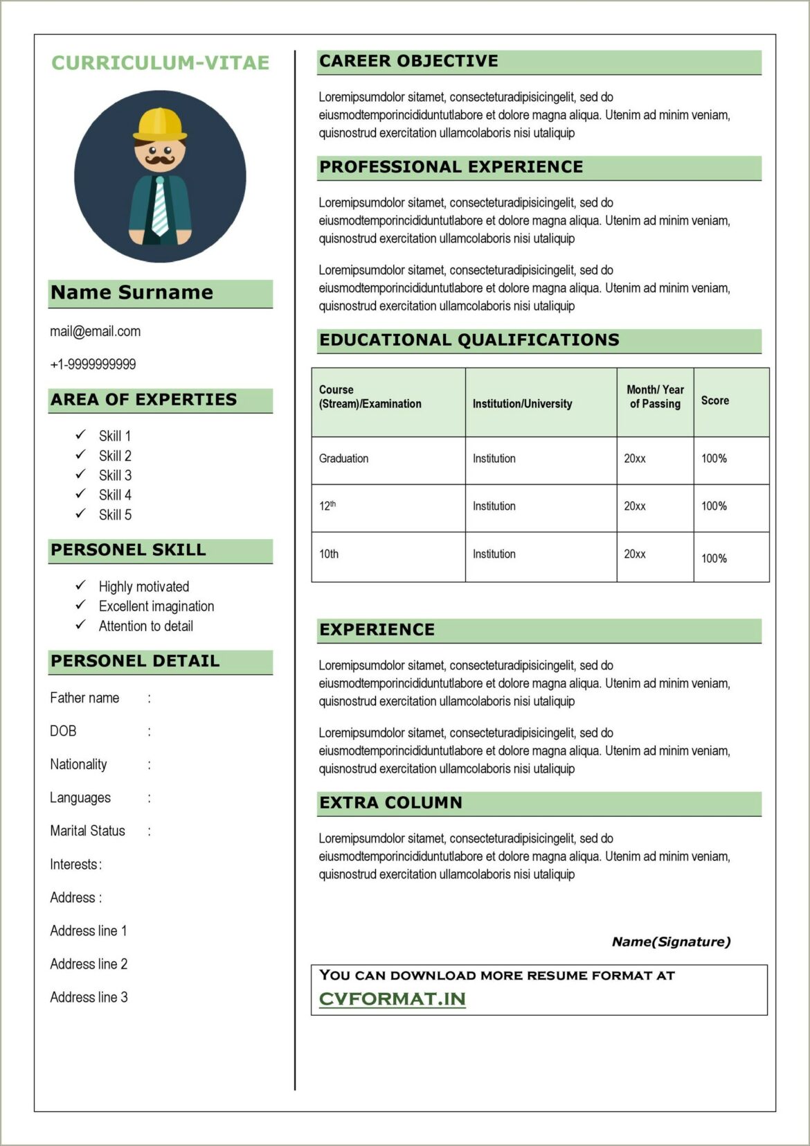 Example Of Good Cv Or Resume