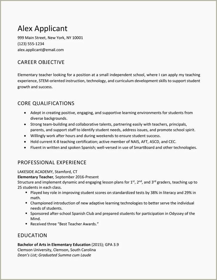 Example Of Good Objective In Resume