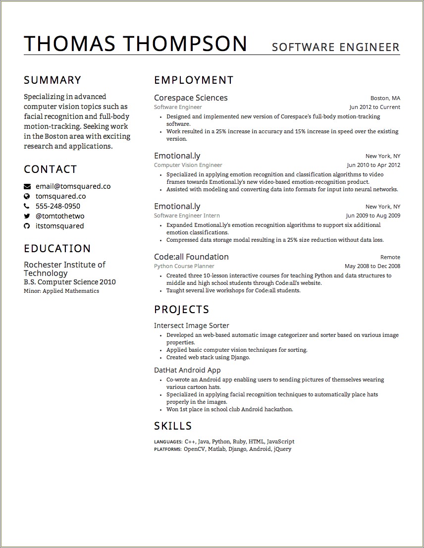 Example Of Imaging Pcs On A Resume