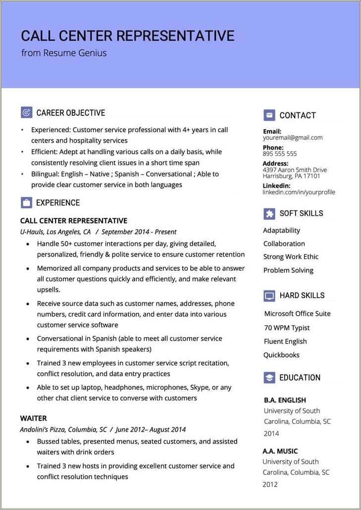 Example Of Interpersoanl Sills O N Resume