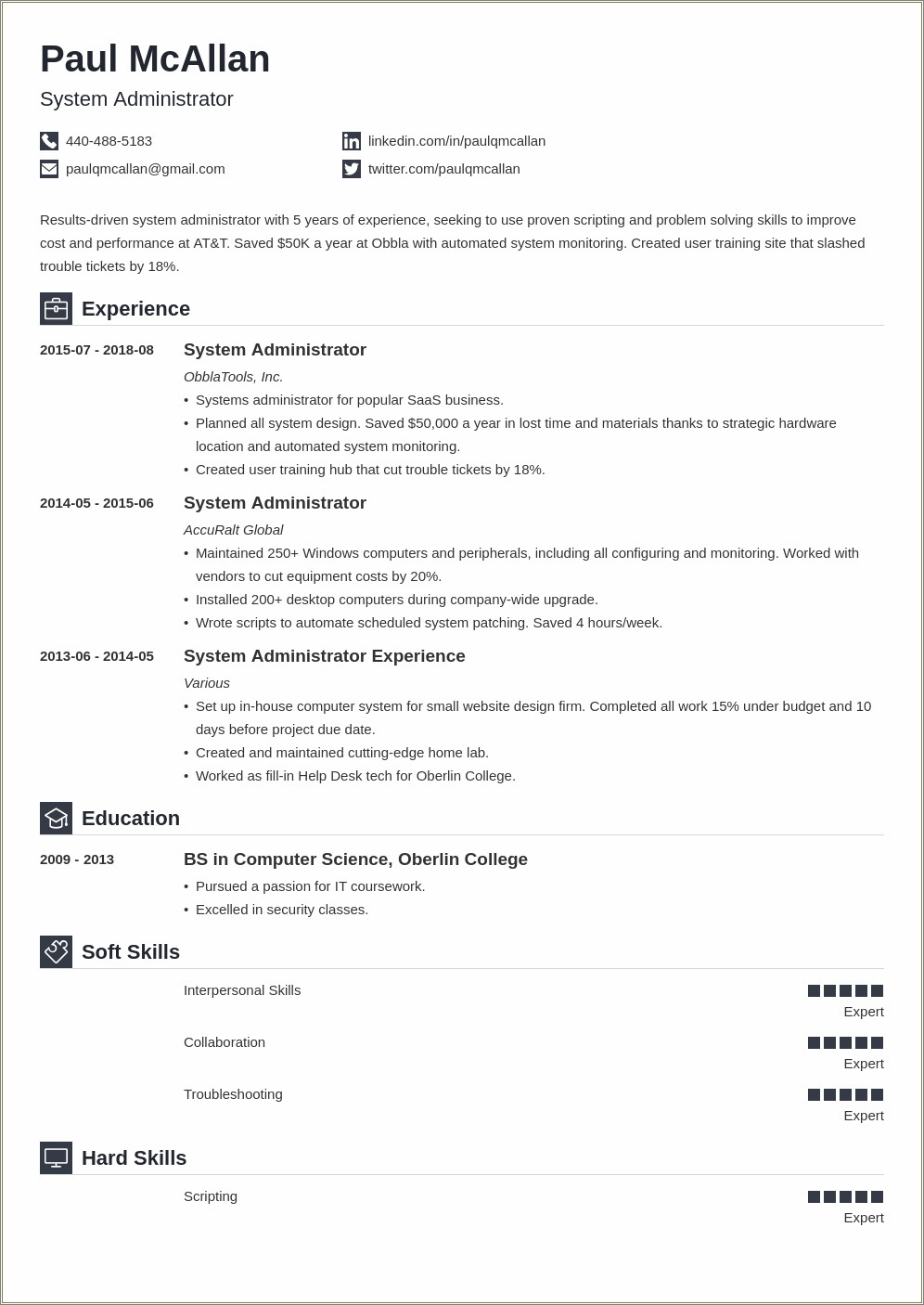 Example Of It Systems Administrator Resume