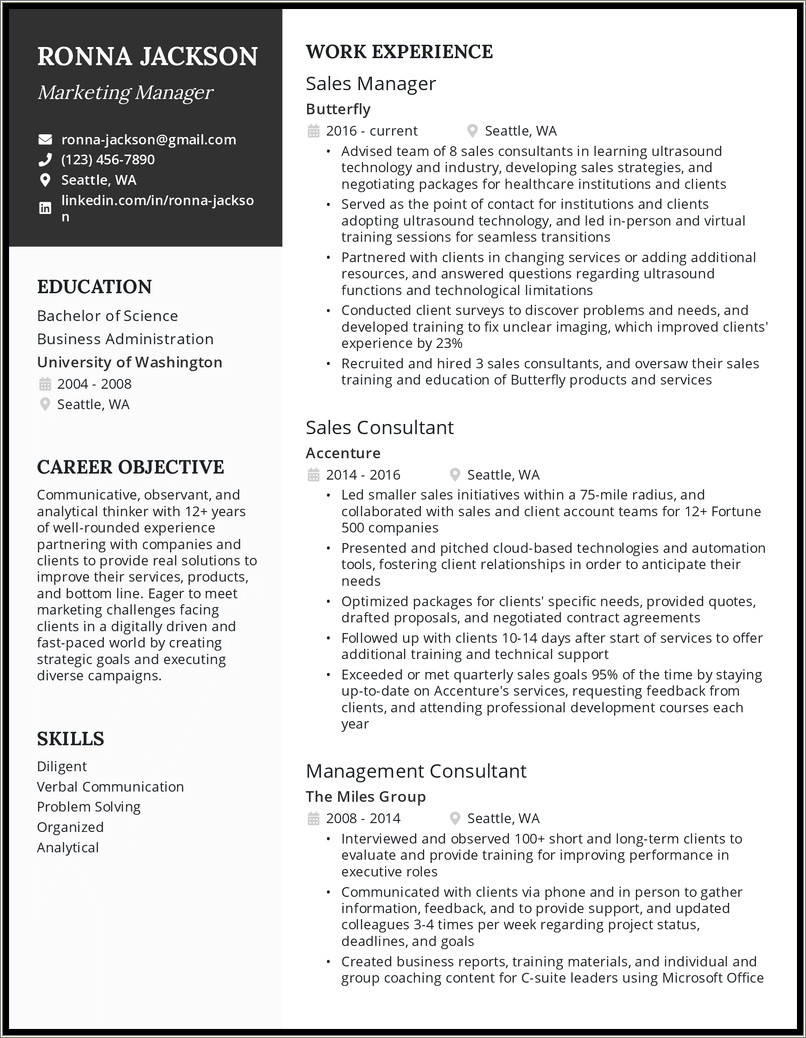 Example Of Job Summary For Resume