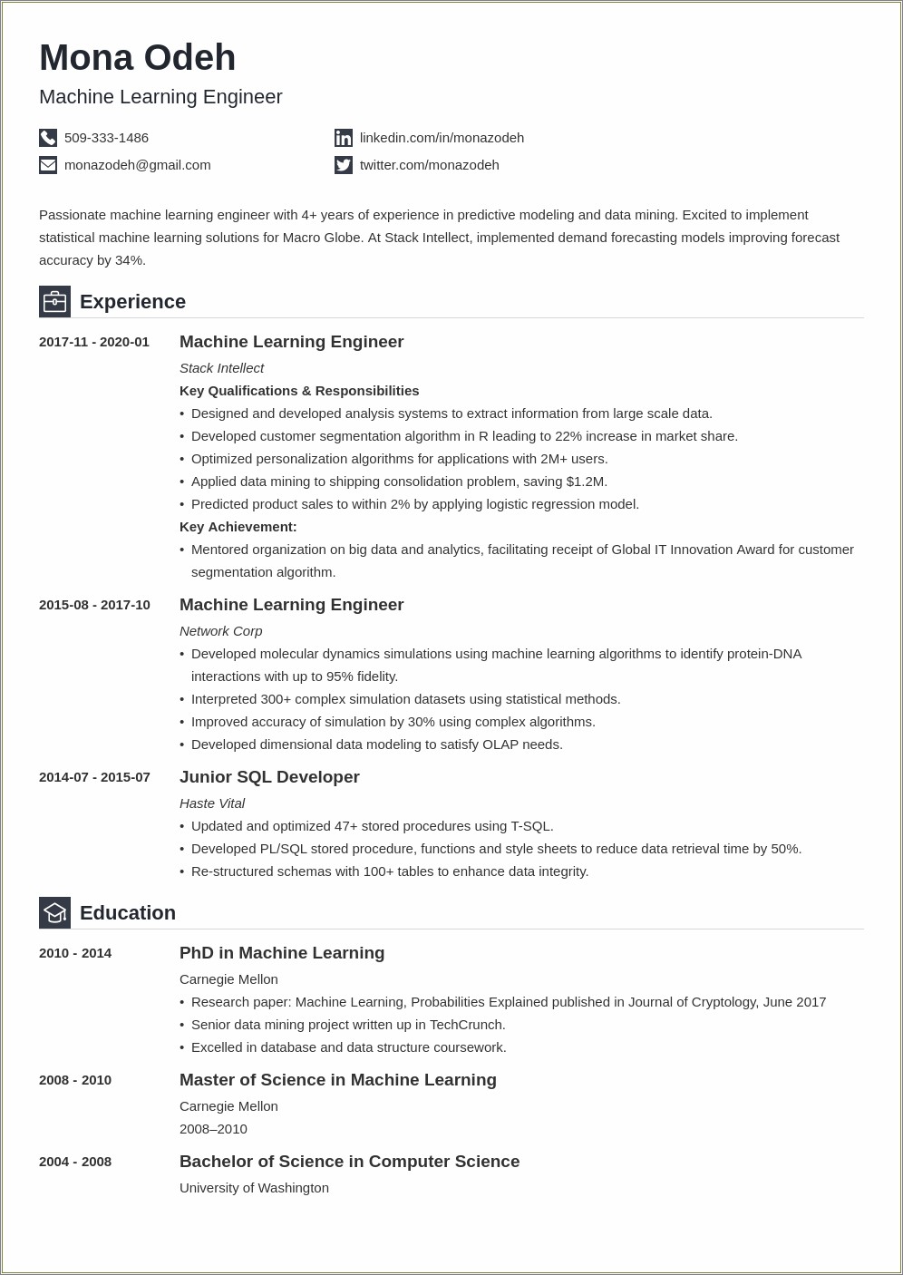 Example Of Learning And Development Resume