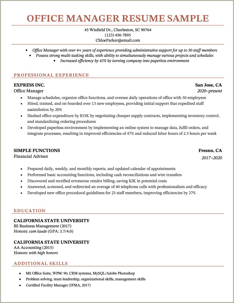 Example Of Medical Office Manager Resume
