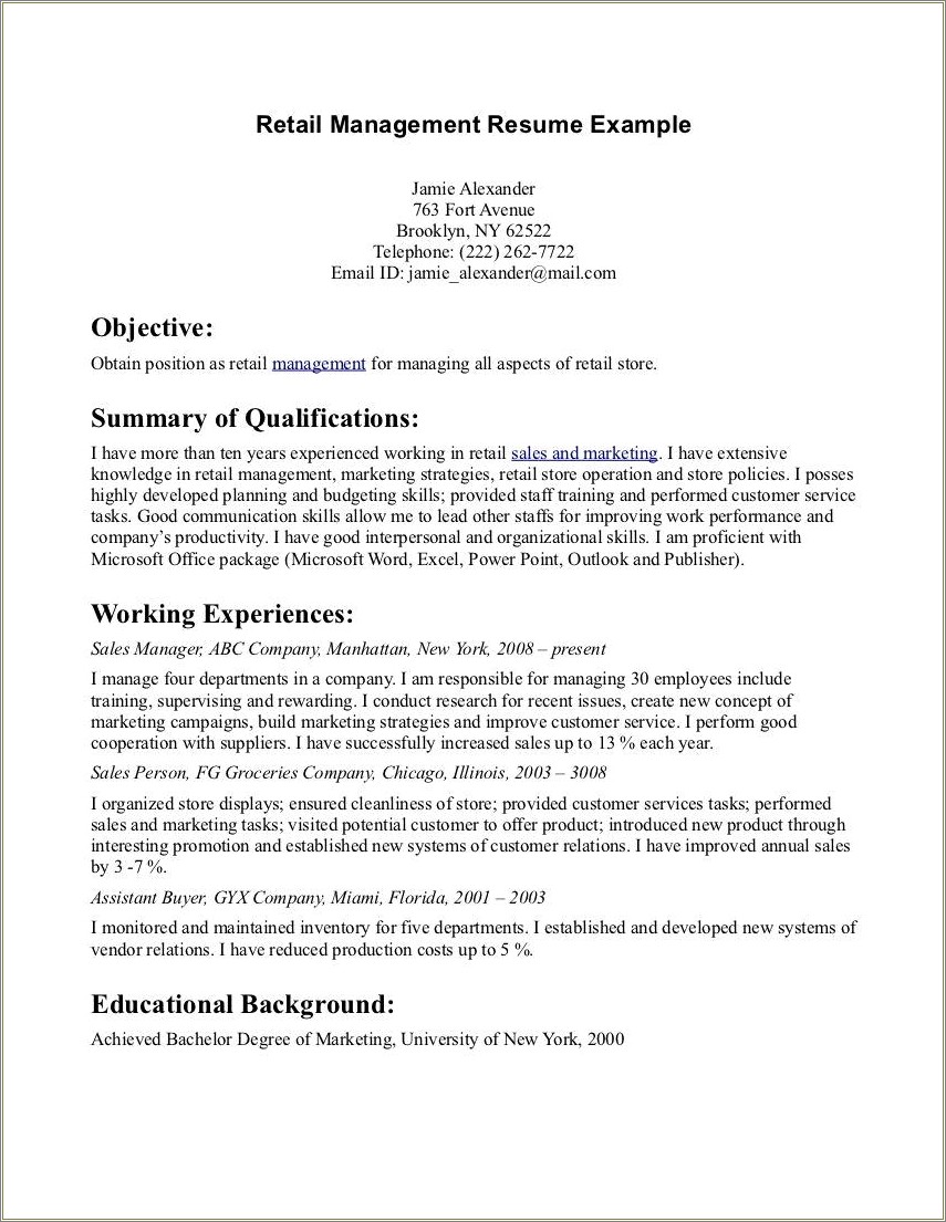 Example Of Objective In Resume For Ojt