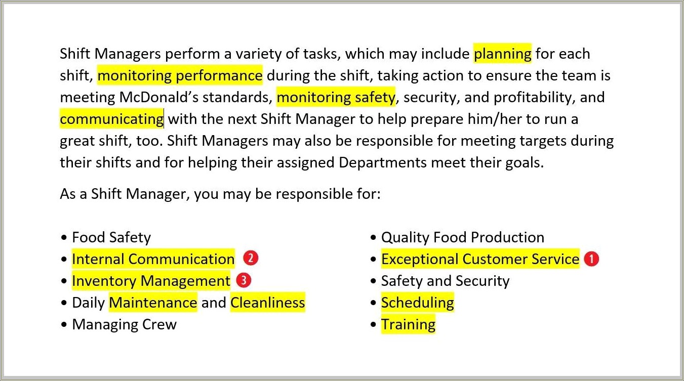 Example Of Objectives In Resume For Fast Food