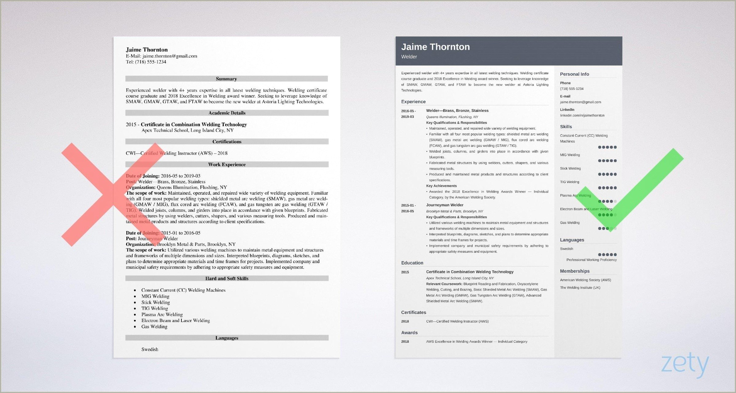 Example Of Objectives In Resume For Welder