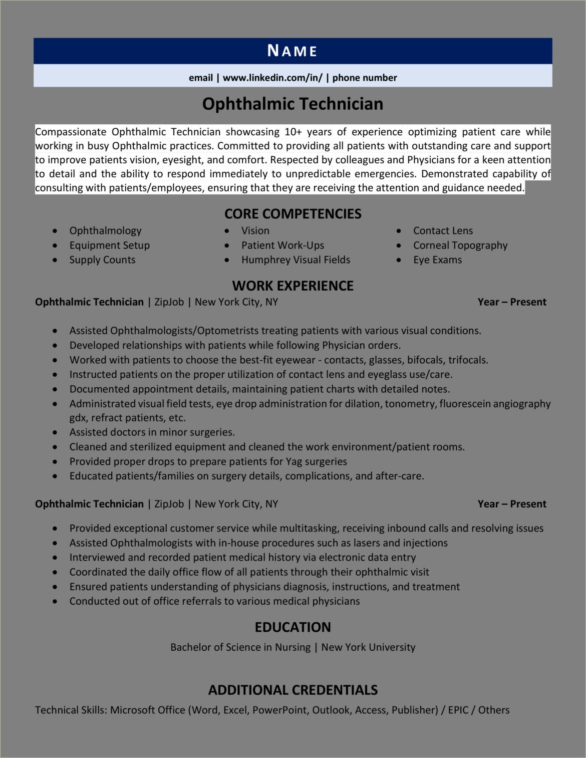 Example Of Patient Care Technician Resume