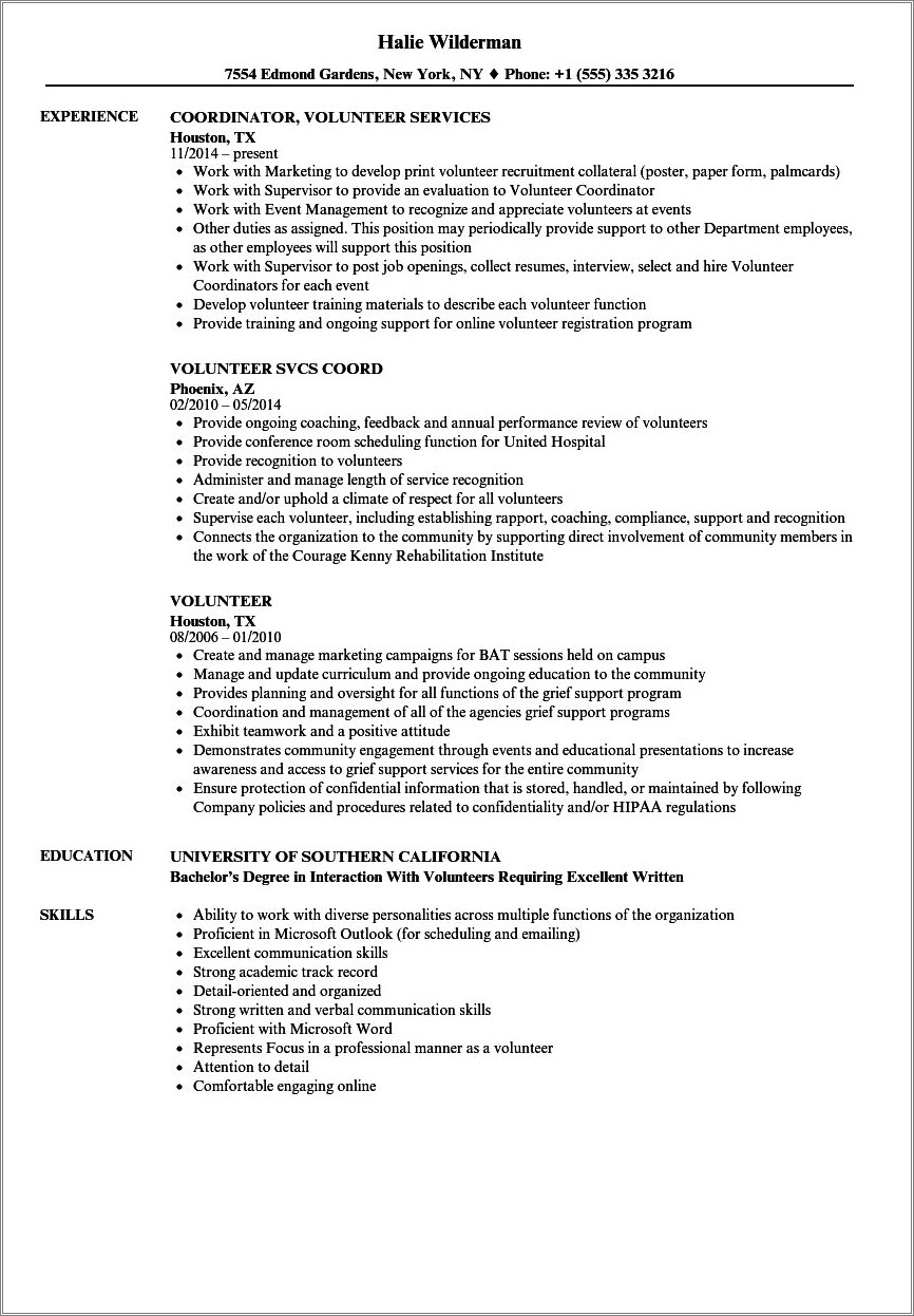 Example Of Philanthropy Work On Resume