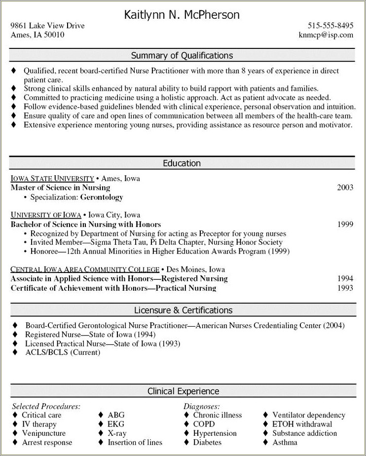 Example Of Professional Summary Resume Nursing