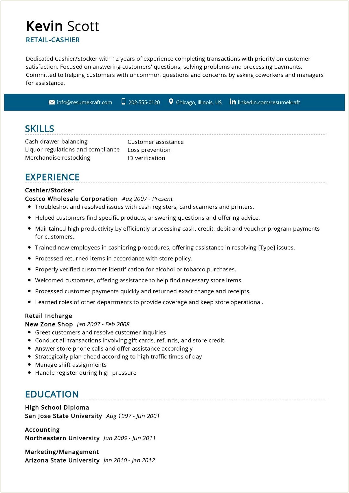 Example Of Profile Of Cahier Resume