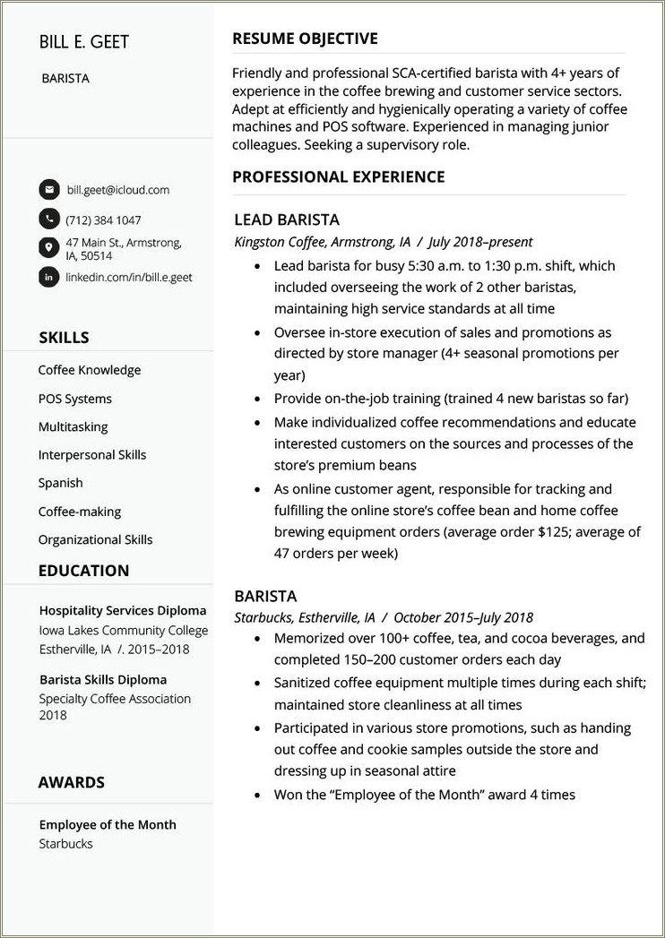Example Of Profile Section In Resume