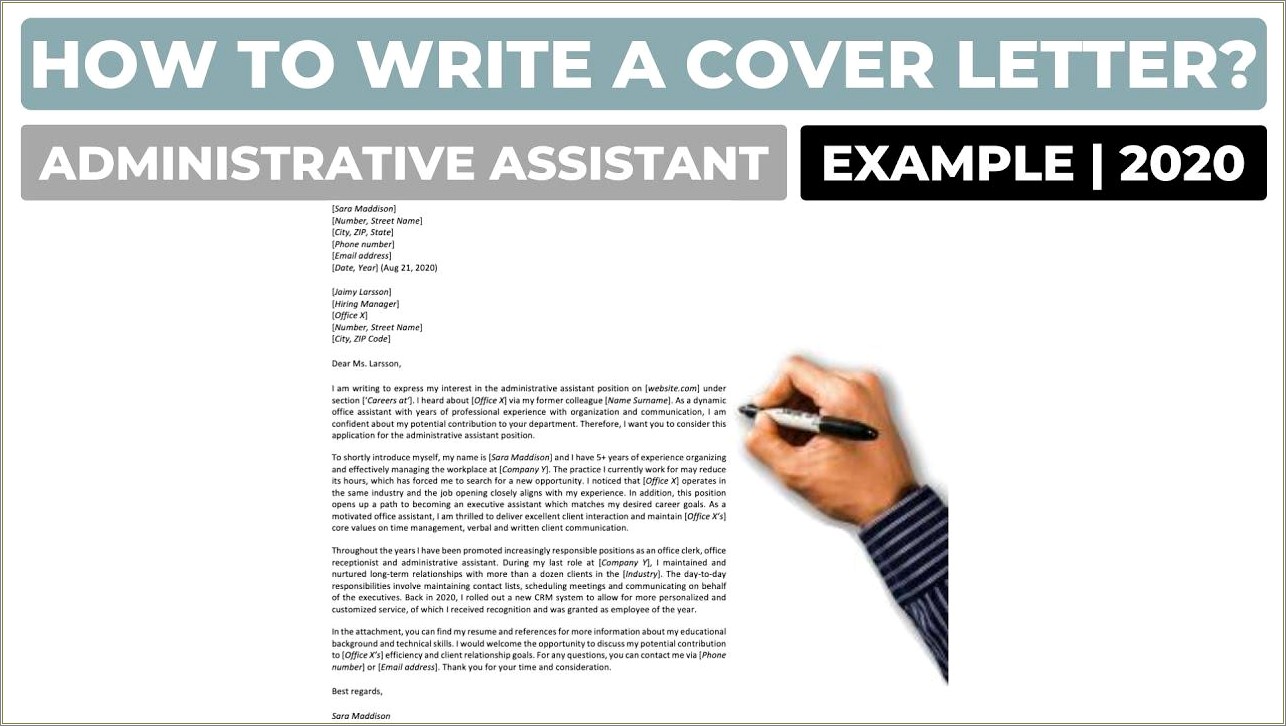 Example Of Resume Cover Letter For Administrative Assistant