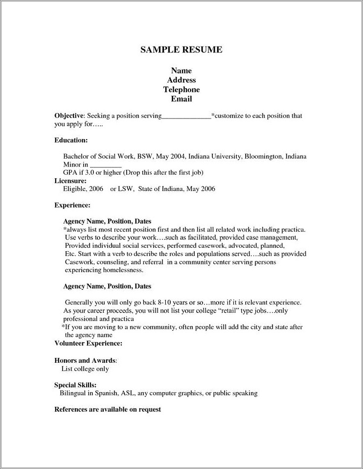 Example Of Resume For A First Job