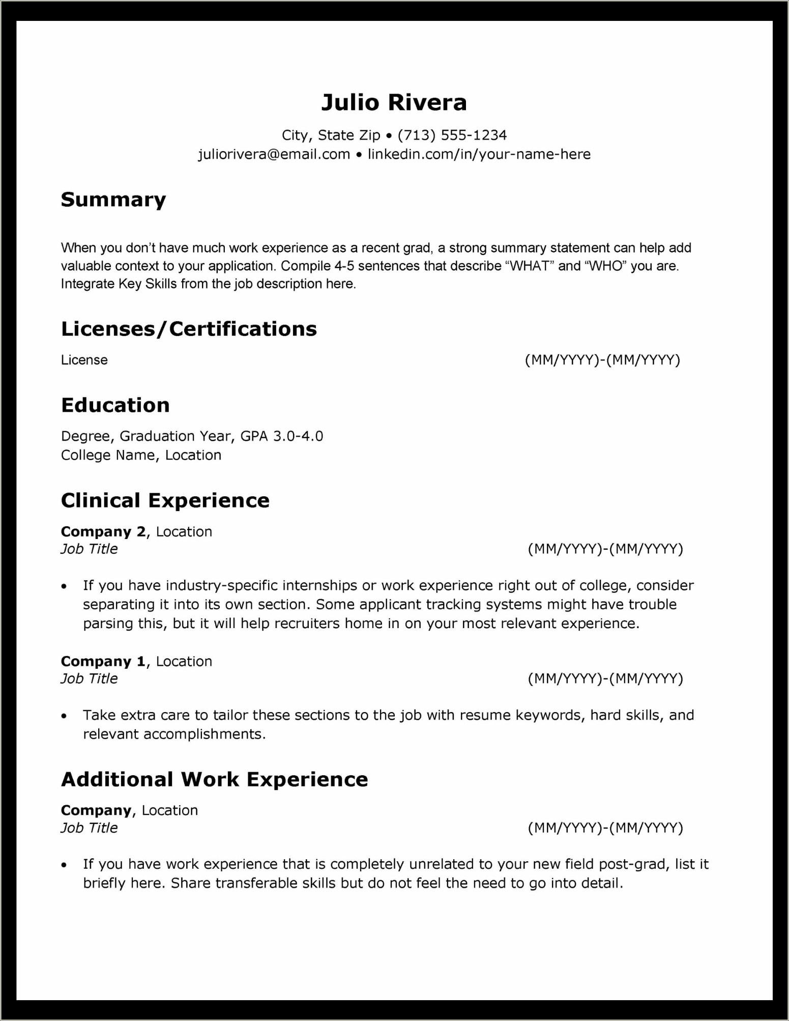 Example Of Resume For A Senate Internship