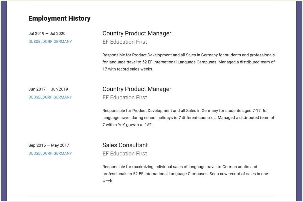 Example Of Resume For Academia Job