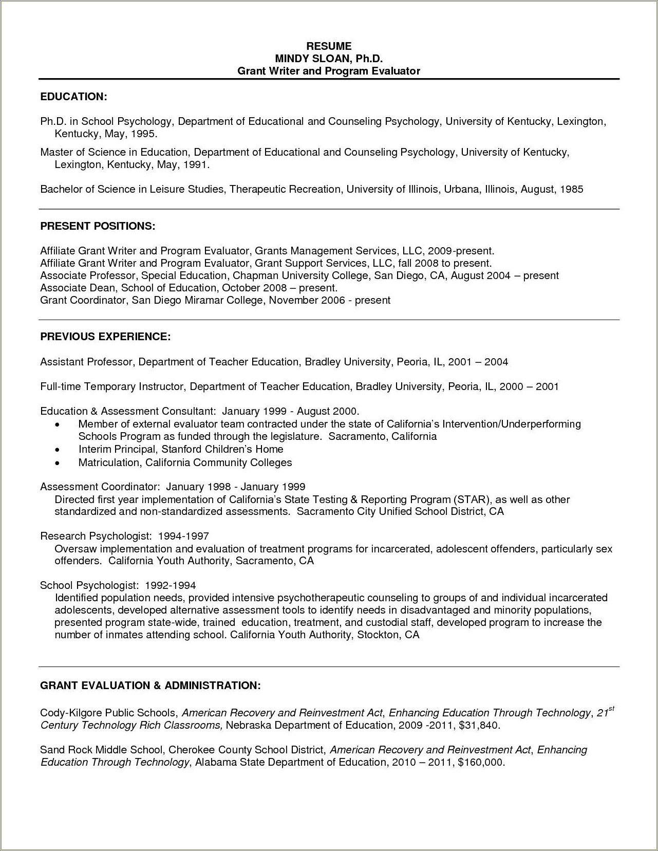 Example Of Resume For Bachelors Of Psychology Major