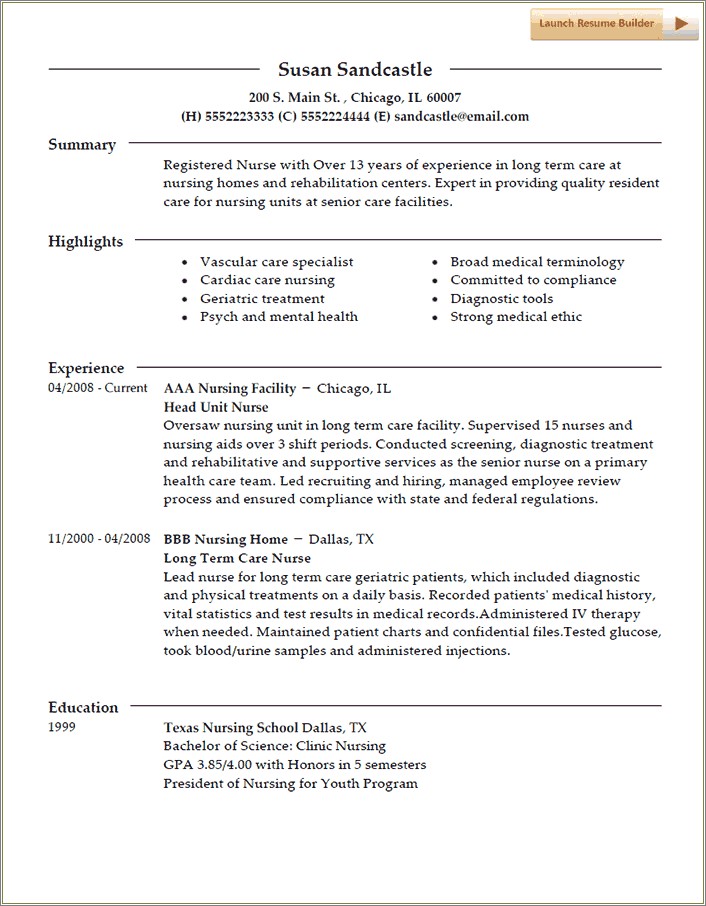 Example Of Resume For Companion Care