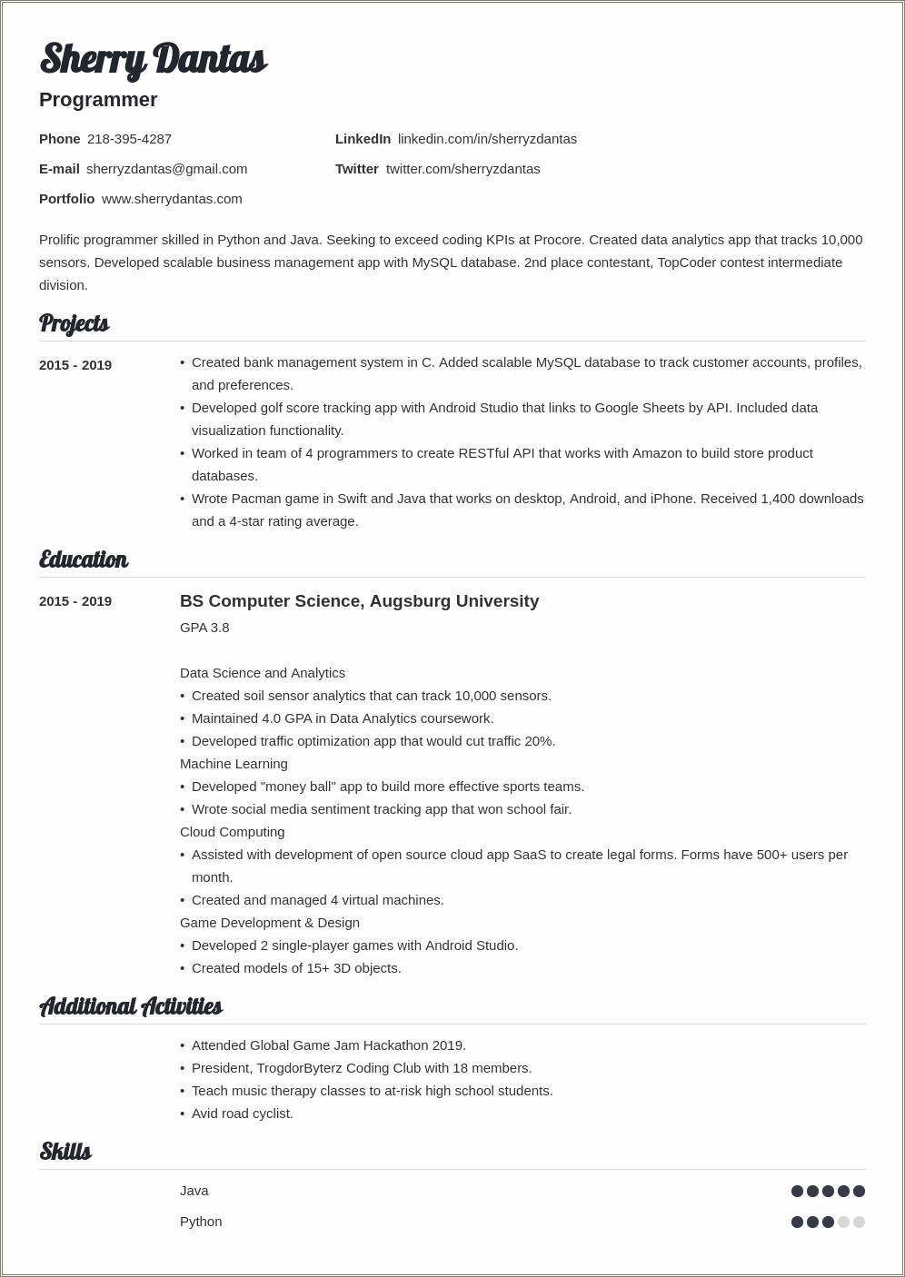 Example Of Resume For Fresh Graduate Information Technology